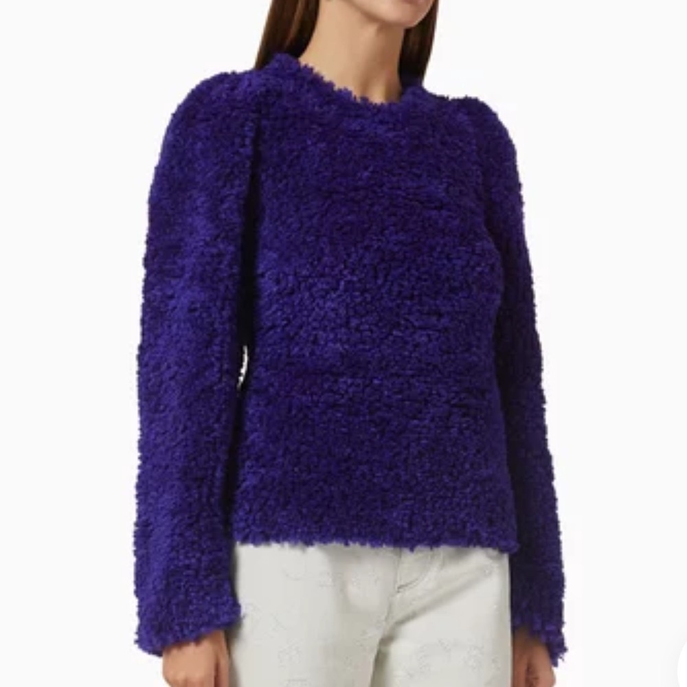 Stella Mccartney Textured Cropped Fuzzy Purple Sweater